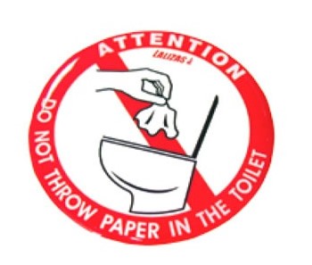 Adesivo "Proibido colocar papel no toalete" - Lalizas